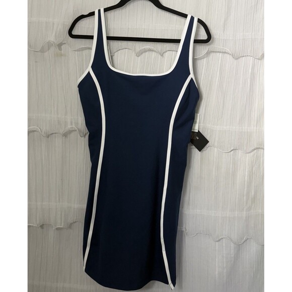 YPB Sculptlux Tank Dress Skort Built In Bra Size L  Navy White Pickleball Tennis - Picture 1 of 6